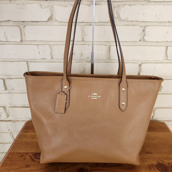 Like New Coach City Zip Brown Leather Shoulder Bag Tote Purse - Picture 2 of 13